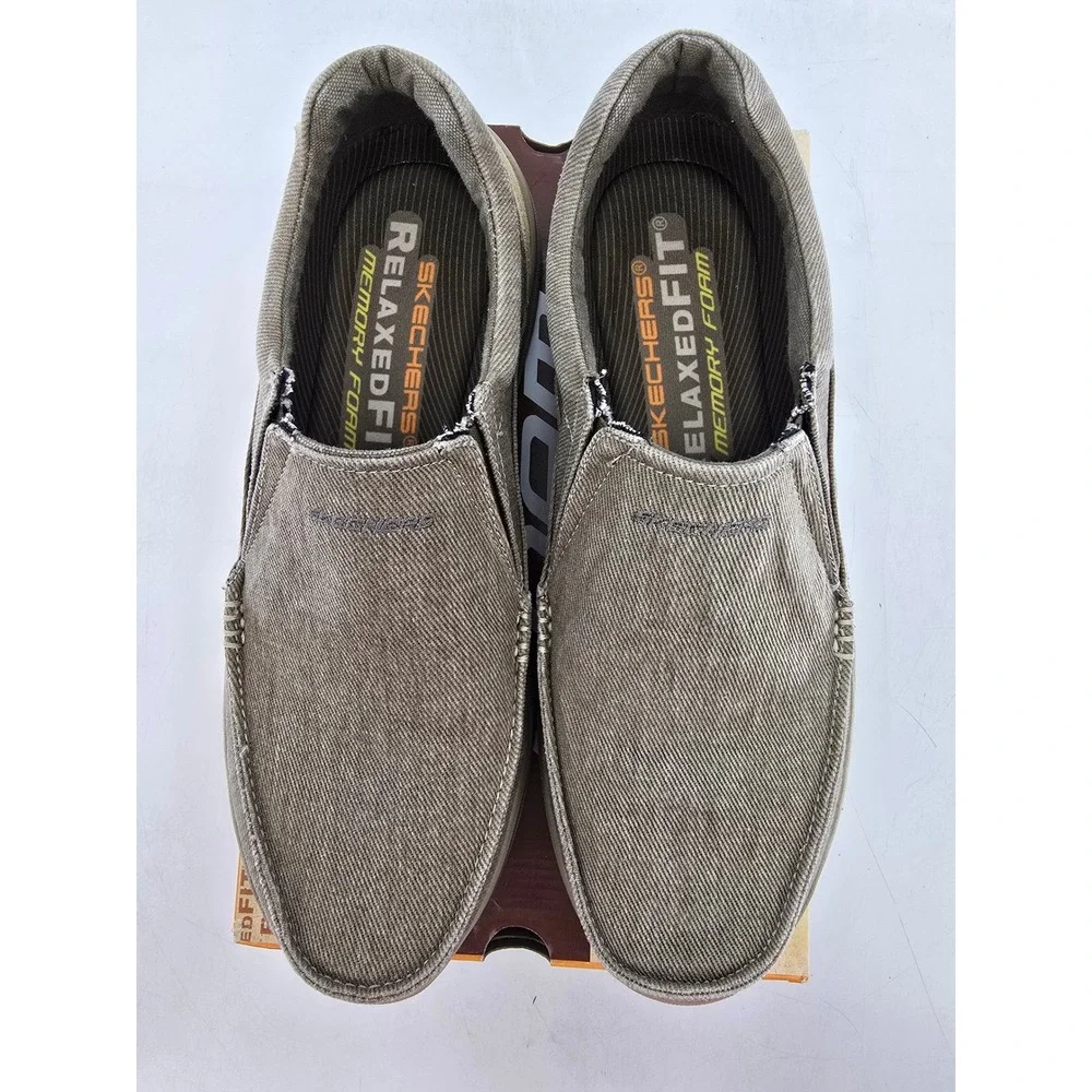 Skechers Expected Avillo Loafer Mens 10.5 Khaki Slip On Shoes 64109 - Excellent